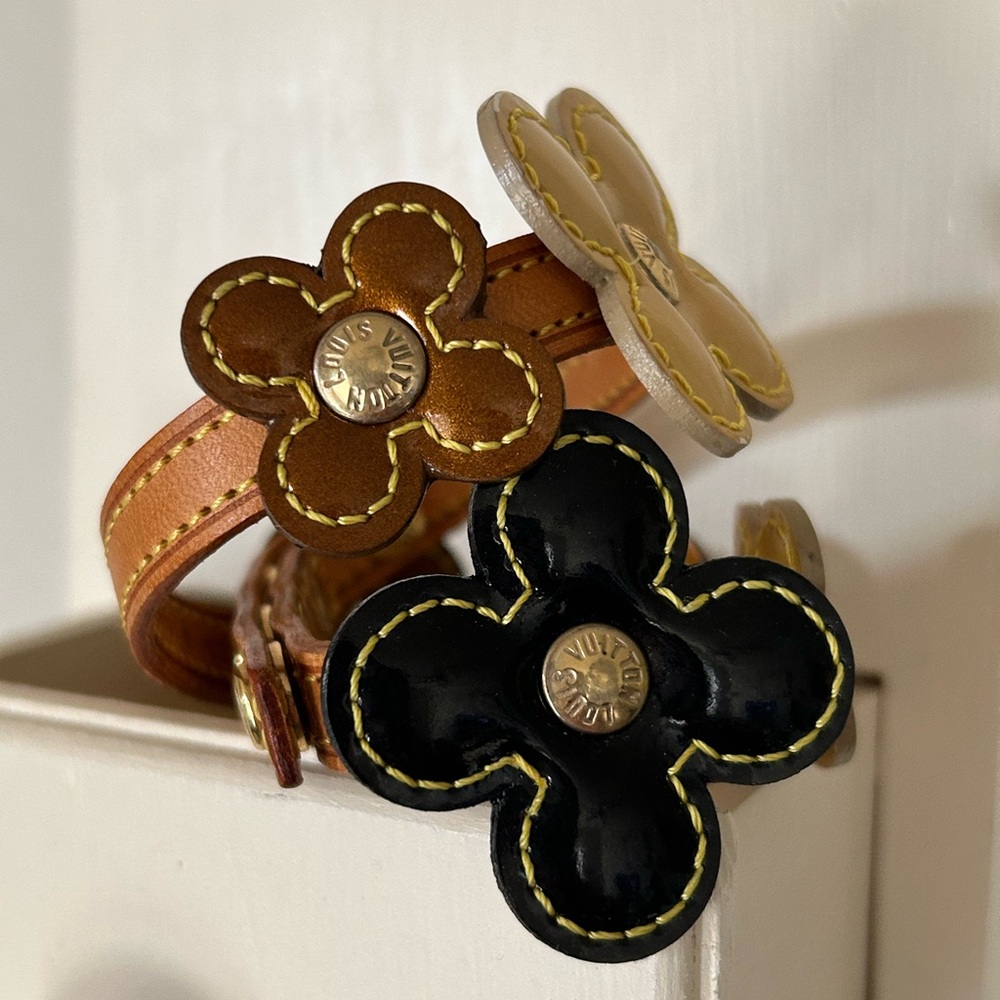 Louis Vuitton Patent Leather Flower Bracelet - VGUC